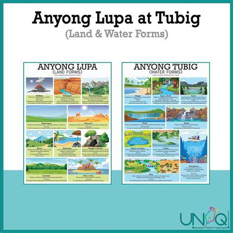Uniq Laminated Educational Wall Charts Anyong Lupa At Tubig Water