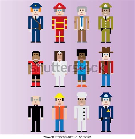 Pixel People Occupations Set Stock Vector Royalty Free 216520408
