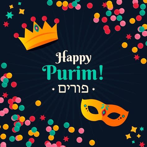 Free Vector Happy Purim Day Flat Style