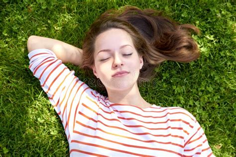 Beautiful Girl Lying In The Grass Stock Image Image Of Casualm Nature 78148339