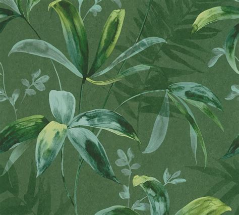 Non Woven Wallpaper Jungle Leaves Dark Green 37704 2