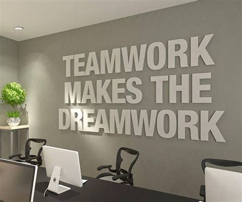 Teamwork Makes The Dreamwork 3d Office Wall Art Typography Office