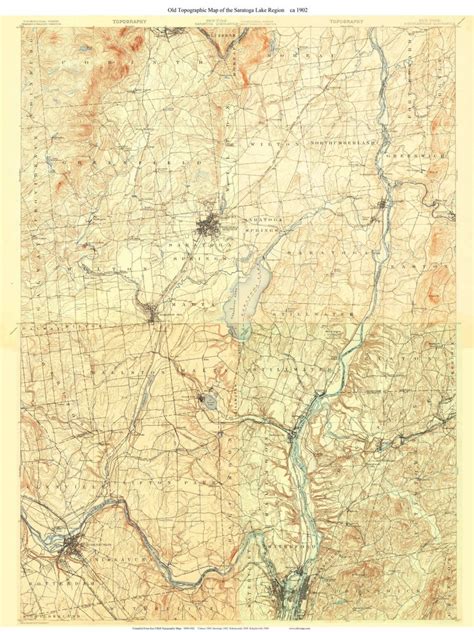 Saratoga Lake Region 1902 Usgs Old Topographic Map Custom Etsy