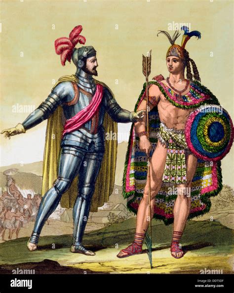 El Encuentro Entre Hernán Cortés Y Moctezuma Ii México 1519 C1820