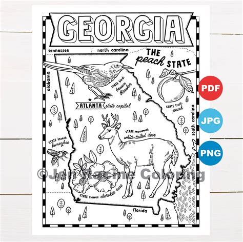 Georgia State Symbols Coloring Pages Coloring Pages