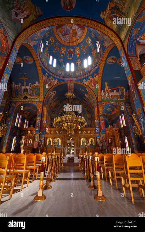 Interior Of A Greek Orthodox Church In Nafpaktos Village In Western