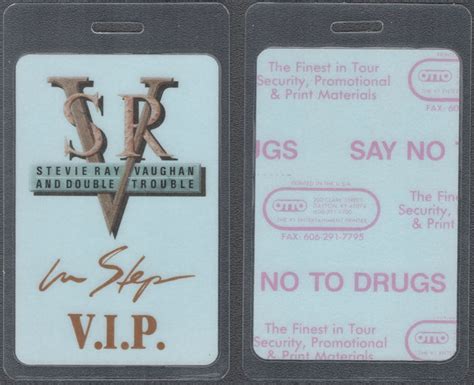 Stevie Ray Vaughan And Double Trouble Laminated Otto Vip Pass From The In Step Tour