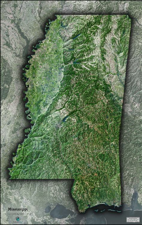 Mississippi Satellite Wall Map By Outlook Maps Mapsales