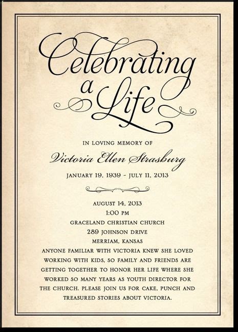 Celebrating A Lifeblack Memorial Service Invitation Celebration Of