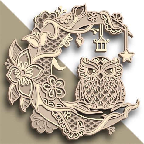 Owl Multilayer Svg Owl Cut File 3d Layer Plywood Cutting Etsy