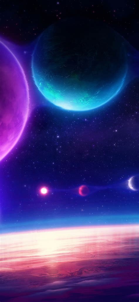 1125x2436 Colorful Planets Chill Scifi Pink 4k Iphone Xsiphone 10