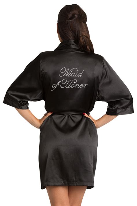 Rhinestone Maid Of Honor Satin Robe Available In 25 Robe Colors In 2020 Maid Of Honor Maid