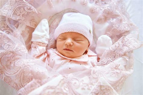 Close Up Portrait Of Adorable Sleeping Newborn Baby Girl 34868260 Stock