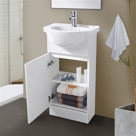 450mm White Cloakroom Basin Vanity Unit Sink Cabinet Bathroom Storage