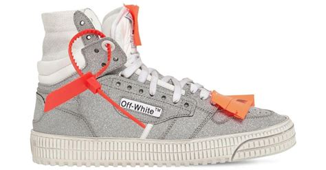 Off White C O Virgil Abloh Mm Off Court Glitter Leather Sneakers In