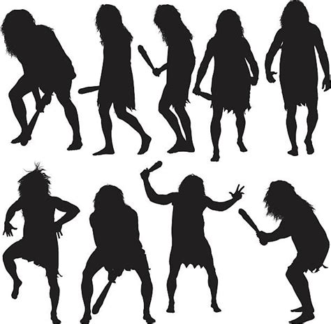 Silhouette Of Caveman With Club Illustrations Royalty Free Vector