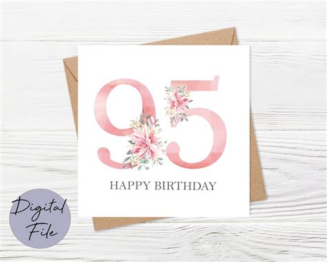95th Birthday Card Printable 95th Birthday Card Printable Etsy