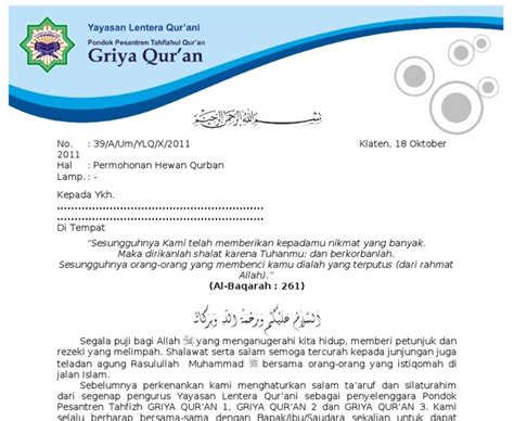 Surat permohonan permintaan kertas kepada yth. Surat Permohonan Bantuan Hewan Qurban