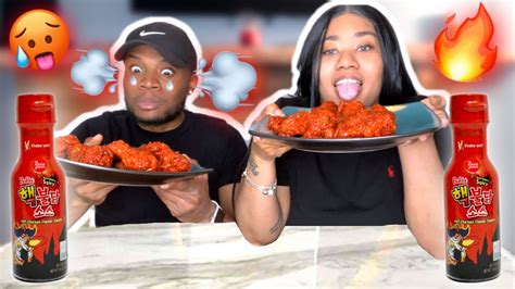 Yonna And Greg 2x Spicy Chicken Challenge In 15 Min Too Damn Hot Youtube
