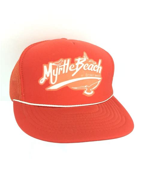 Vintage Myrtle Beach Hat Mesh Cap Logo Rope Snapback 87 Baseball