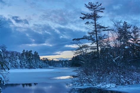 Winter Lake At Dusk In Maine Rpics