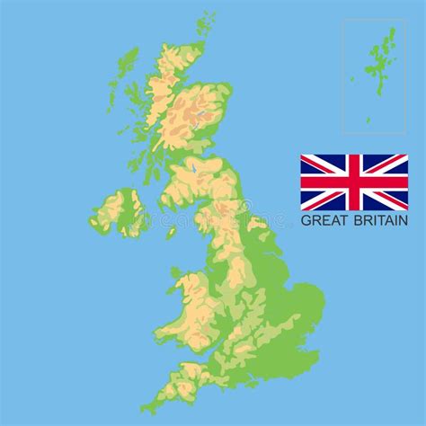 United Kingdom Detailed Physical Map Of The Great Britain Colored
