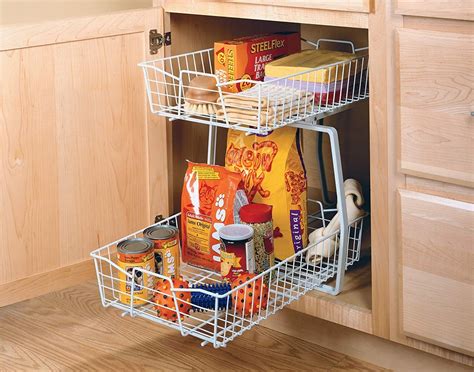 closetmaid wide 2 tier cabinet organizer easy to use kitchen organizers from amazon popsugar