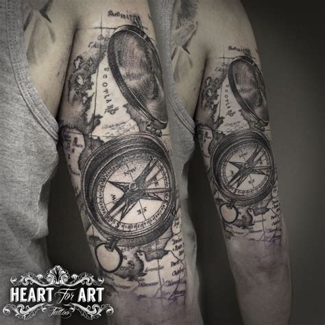 Dotwork Map Compass Tattoo Sleeve Tattoos Leg Tattoos Arm Tattoos