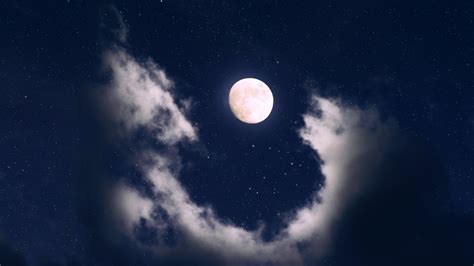 Full Moon Wallpaper 4k Clouds Night Starry Sky