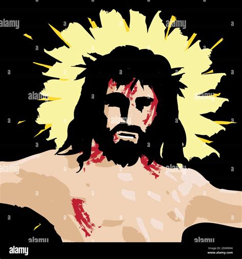 Face Of Jesus Christ Crucified On The Cross Vector Illustration Stock Vector Image And Art Alamy