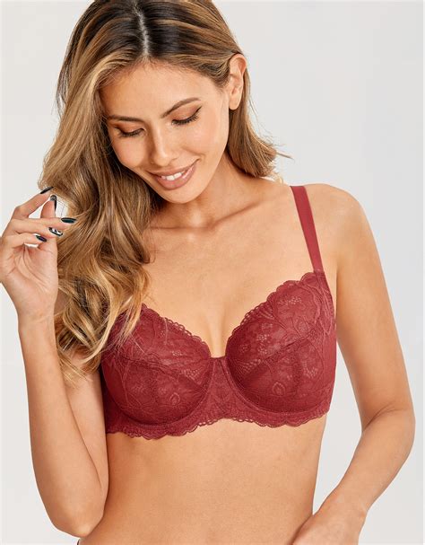 Dobreva Women S Unlined Minimizer Bra Underwire Lace See Through Full