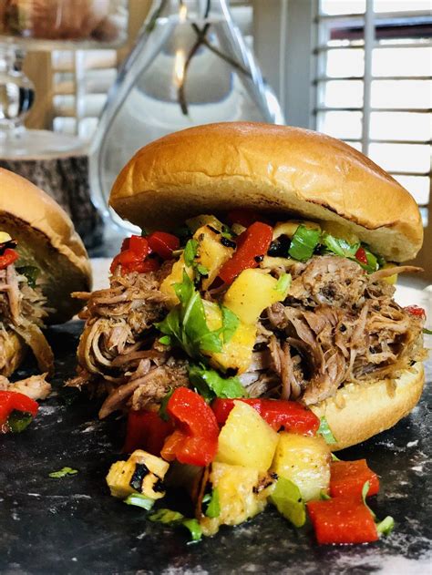 Al Pastor Shredded Pork Sandwiches With Grilled Pineapple Salsa — In