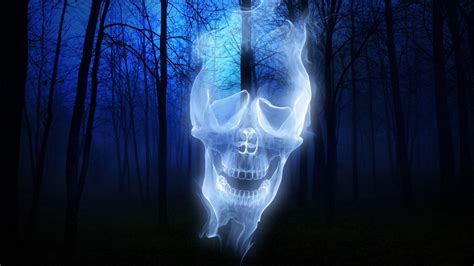 Forest Skull Ghost Halloween Hd Desktop Wallpaper