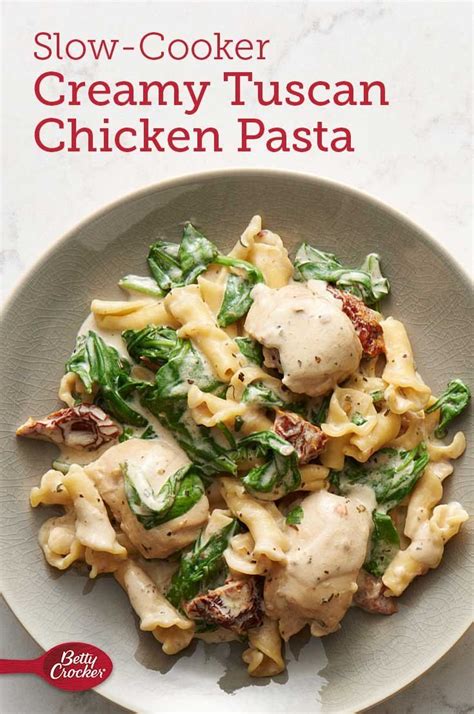 I put the stock, veggies, garlic, spices all in the slow cooker on high for 2 hours and then add in the chicken for another hour on low and then the pasta for the last. Slow-Cooker Creamy Tuscan Chicken Pasta | Recipe | Tuscan ...