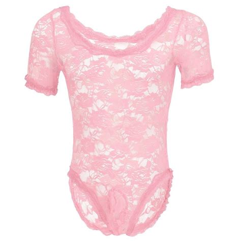 Buy Mens Lace Bodysuit Floral Briefs See Through Singlet Sissy Mesh