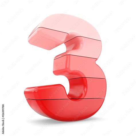 3d Red Color Number 3 Three Isolated White Background Stock