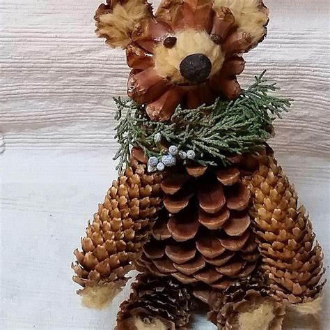 Pine Cone Ornamentsbearrustic Christmaspine Cone Etsy Pine Cone