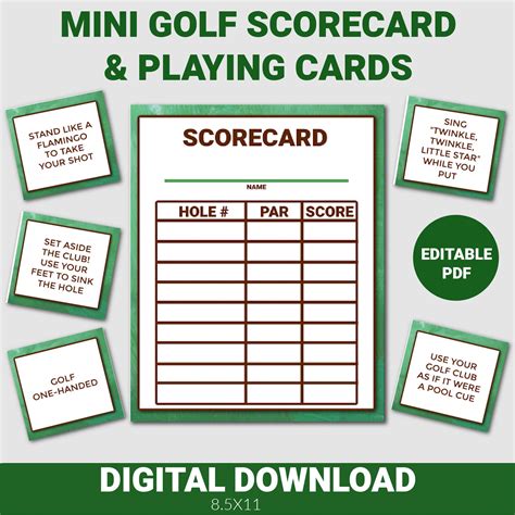 Editable Mini Golf Scorecard Golf Party Scorecard Golf Birthday Golf