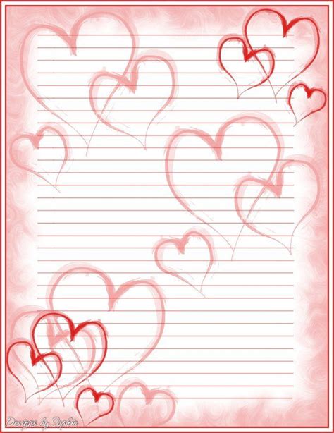 Printable Valentine Stationary Printable Heart Stationary Carta Dia