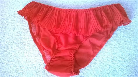 Cute Sissy Sheer Red Chiffon Skirted Bikini Panties Frilly Knickers S