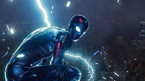 Desktop wallpaper glowing suit, video game, spider-man ps4 ...