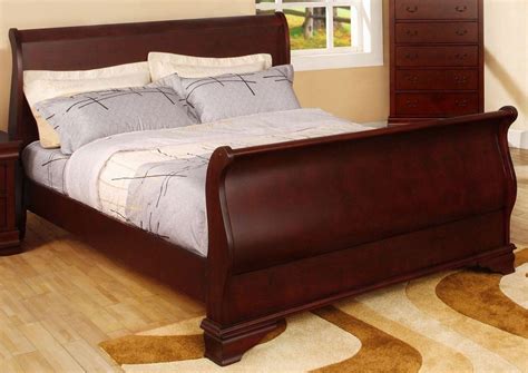 Laurelle Cherry Cal King Sleigh Bed From Furniture Of America Cm Ck Bed Coleman Furniture