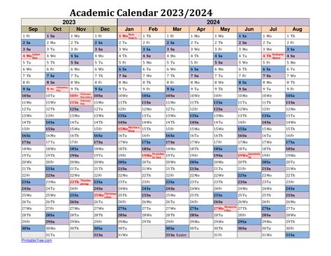 Free Printable Academic Calendar 2023 to 2024 Templates - Printable Tree