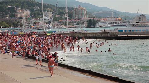 Crimea Ukraine Seafront Promenade Stock Footage Sbv