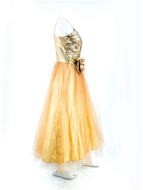 1950s Gold Metallic Party Dress For Sale At 1stdibs Metallic Party Dresses Metallic Gold