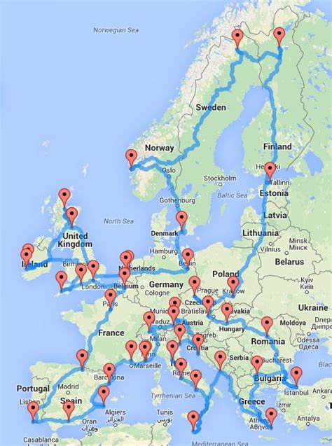 The Ultimate Road Trip Around Europe In One Cool Map