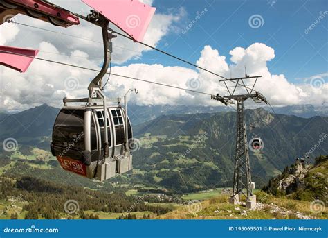 Gondola Lift Station On The Top Of Berneuse And View On Alps Switzerland Stock Image Image Of
