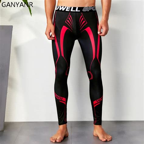ganyanr running tights men sexy basketball sports leggings fitness gym compression pants