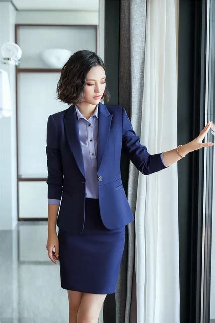 2018 Female Work Business Womens Skirt Suits Set For Women Blazer
