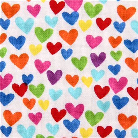 White Colorful Timeless Treasures Hearts Fabric From The Usa Fabric By